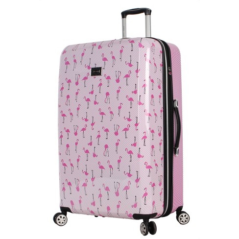 Betsey Johnson Expandable Hardside Large Checked Spinner Suitcase Flamingo Strut Target