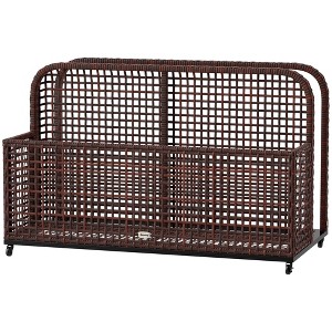 Aghana Digitals Brown PE Rattan Pool Storage Caddy with Wheels, 43.25" L x 22.5" W x 28" H, - 1 of 4