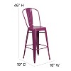 Emma and Oliver Commercial Grade 30"H Metal Indoor-Outdoor Barstool with Drain Holes and Back - 4 of 4