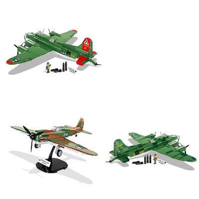 COBI Brick Model Kit Bundles with Boeing B-17 Flying Fortress Plane, Curtiss P-40E Warhawk Plane, and Boeing B-17F Memphis Belle Plane Kits