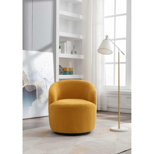 CAVINAS Teddy/Velvet Swivel Accent Chair,Barrel Chair with Wooden Frame and Swivel Base,Modern Upholstered Swivel Living Room Chairs for Living Room - 1 of 4