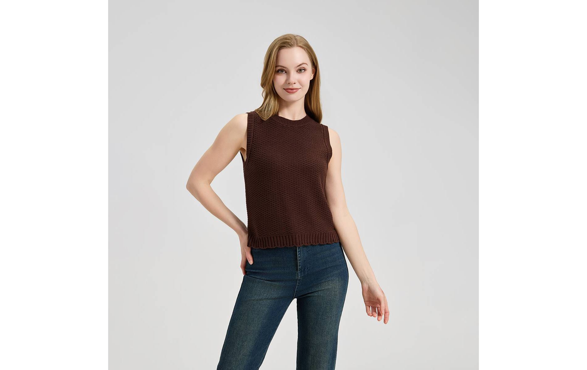 Women's Scalloped Hem Textured Stitch Sweater Tank Top - Wild Fable™