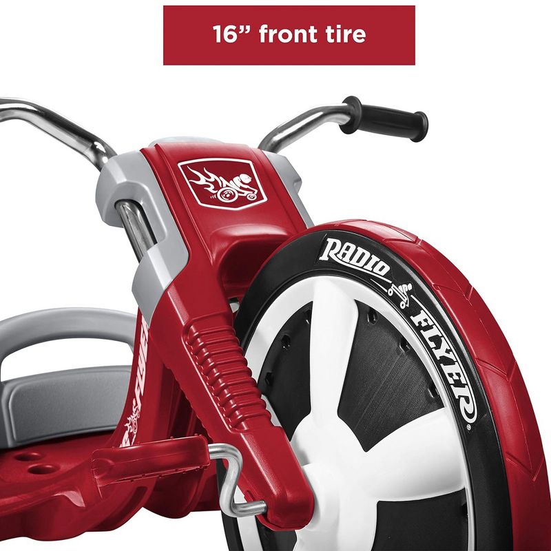 Radio Flyer Deluxe Big Flyer 16 Inch Big Front Wheel Chopper Style Tricycle with Adjustable Seat Recommended for Ages 3 to 7, Red, 4 of 7