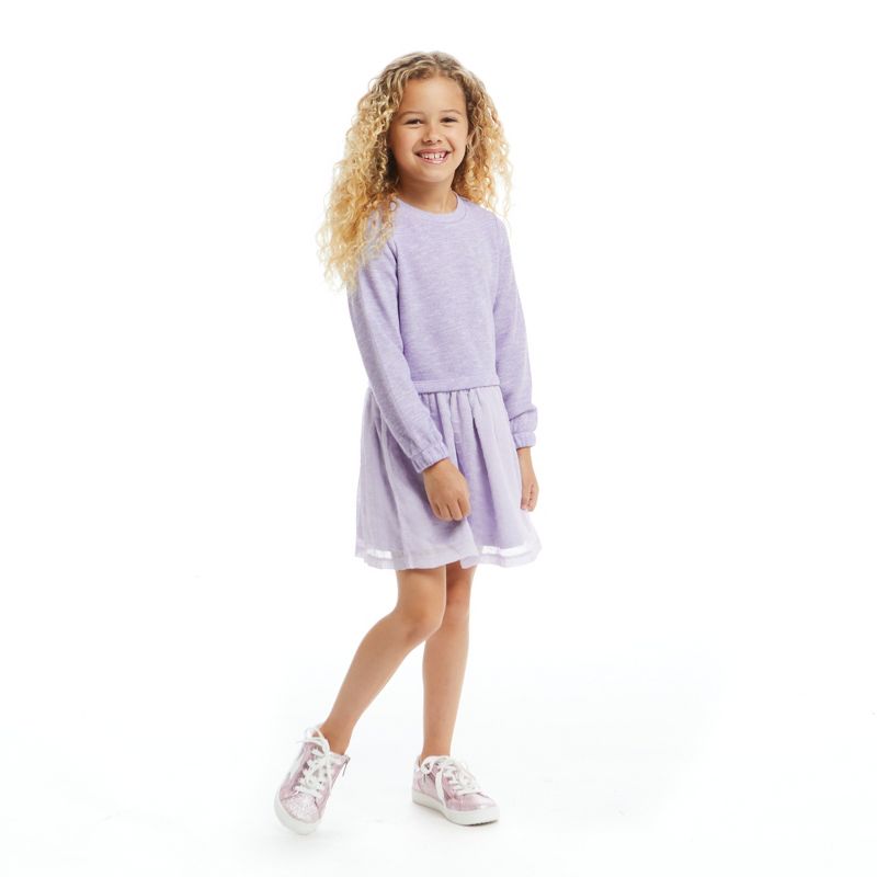 Andy & Evan  Toddler Girls Purple Heart Two-Fer Dress, 4 of 6
