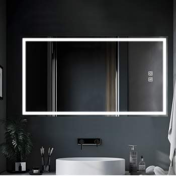 Neutypechic Oversized Bathroom Vanity Mirror LED Rectangle Anti-fog Wall Mirror with Backlit