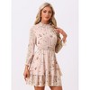 INSPIRE CHIC Women's Floral Long Sleeve Mock Neck Ruffle Layered Smocked Mini Dress - 2 of 4