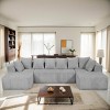 4-Seater Modular U-Shaped Sectional Sofa Striped Corduroy Chaise Lounge with Reversible Sofa for Living Room or Bedroom Couch-The Pop Home - 3 of 4