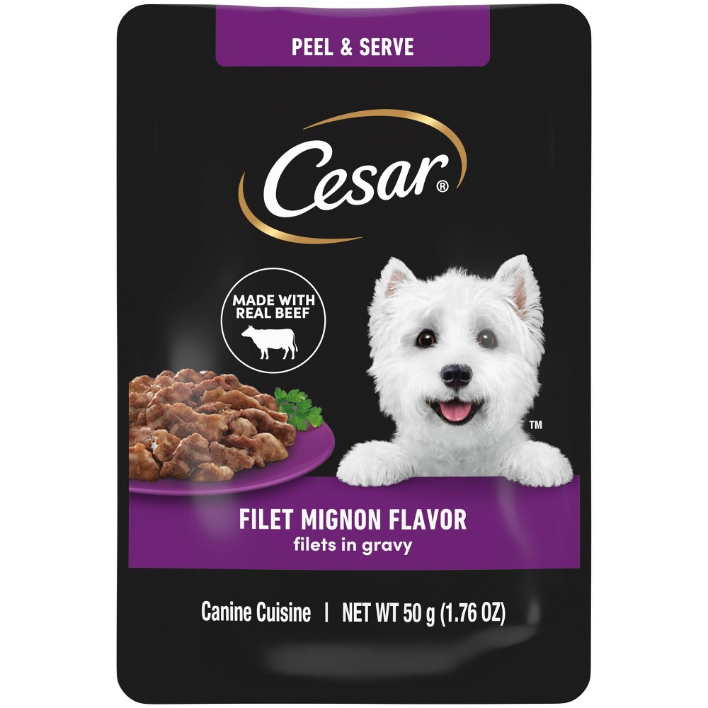 Cesar Pouch Filet Mignon Steak Flavor Wet Dog Food 1.76oz The