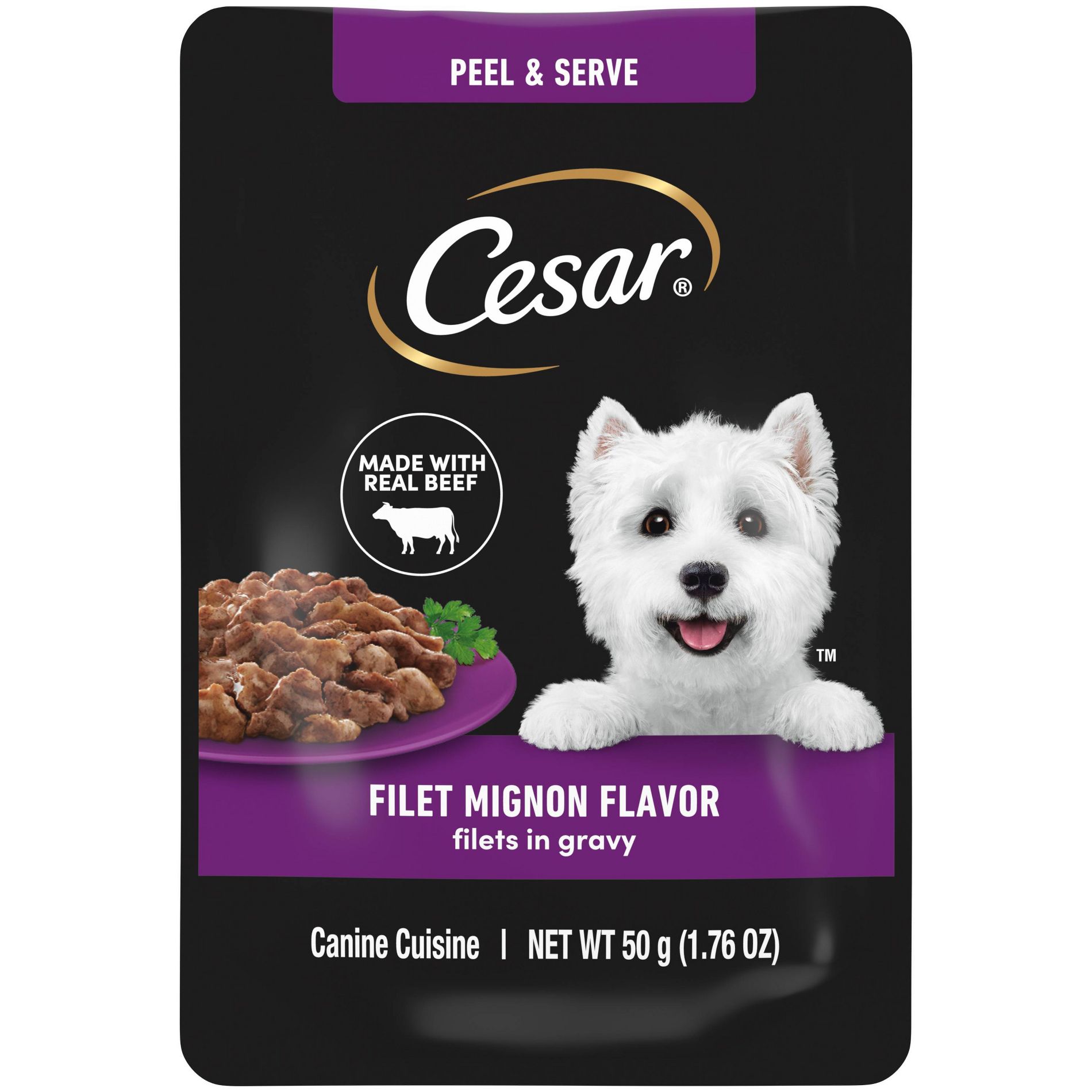 Cesar Pouch Filet Mignon Steak Flavor Wet Dog Food - 1.76oz
