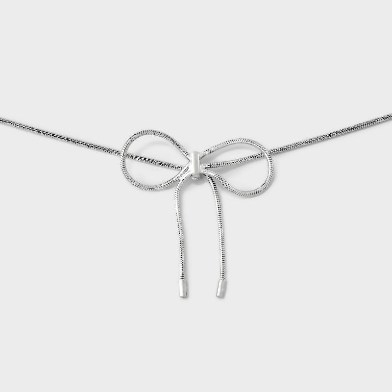 Snake Chain Bow Choker Necklace - Wild Fable&#8482; Silver, 1 of 6