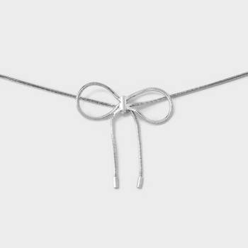 Snake Chain Bow Choker Necklace - Wild Fable™ Silver
