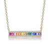 Guili Sterling Silver Bar Pendant Necklace with Shimmering Rainbow Cubic Zirconia, a Stylish & Fashionable Jewelry Piece for Women & Teens - 2 of 3