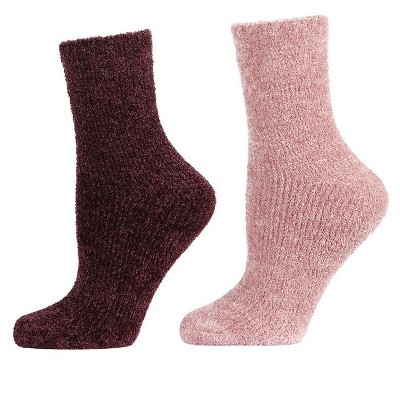 Natori Chenille Solid Cozy Crew Sock 2 Pair Pack 9-11