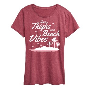 Women's - Instant Message - Thick Thighs Beach Vibes Short Sleeve Graphic T-Shirt - 1 of 4