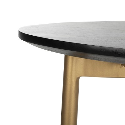 Transitional Triangular Black & Gold Wood Metal C-Table