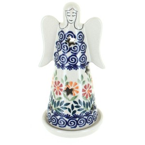 Blue Rose Polish Pottery L034 Manufaktura Small Angel Luminary - 1 of 2