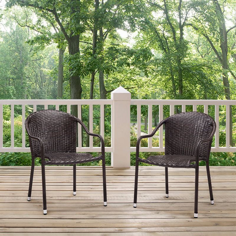 Palm Harbor 2pk Outdoor Wicker Stackable Chairs - Brown - Crosley, 3 of 7