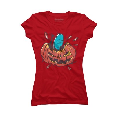 Junior's Design By Humans Halloween smashed pumpkin By BlackBerry55 T-Shirt