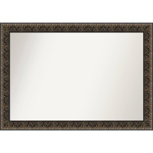 41" x 29" Non-Beveled Intaglio Embossed Black Wood Wall Mirror - Amanti Art: Modern Rectangular, Includes Mounting Hardware - 1 of 4