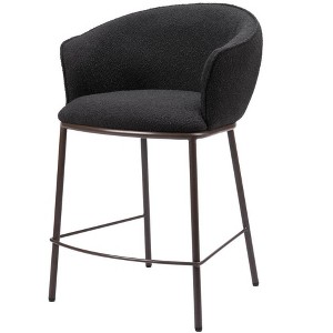 HomeRoots 26" Black and Bronze Shearling and Steel Counter Height Bar Chair - 1 of 4