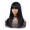 Women's Black Straight Hair Synthetic Wig With Bangs Halloween Holiday Party Daily Wear High Temperature Silk Wig Cover - 2 of 4