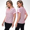 Anna-Kaci Women's Sequin Short Sleeve Top with Satin Trim V-Neckline and Rolled Cuffs - 3 of 4