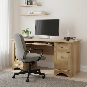 Homy Casa Large Computer Desk with Storage Cabinet & Drawers, Engineered Wood, Brown - 1 of 4