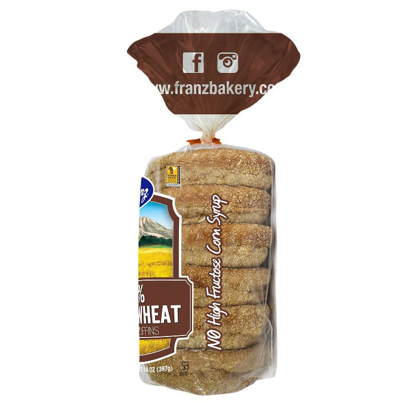 Franz Vegan 100% Whole Wheat English Muffins - 14oz/6ct, 3 of 5