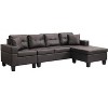 Sectional Sofa Set for Living Room with L Shape Chaise Lounge ,cup holder and Left or Right Hand Chaise Modern 4 Seat (Chocolate brown) - 4 of 4