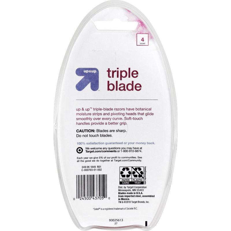 Women&#39;s Triple Blade Disposable Razor 4ct - up &#38; up&#8482;, 3 of 9