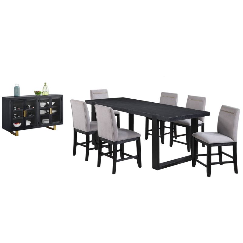 8pc Yves Counter High Dining Set Charcoal - Steve Silver Co., 1 of 18