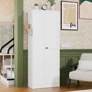 Ridstar 72.05 in. H Freestanding Metal Kitchen Pantry Cabinet with Doors & 5 Adjustable Shelves for Kitchen-White - 1 of 4