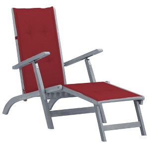 vidaXL Patio Deck Chair with Footrest and Cushion Solid Wood Acacia - 1 of 2