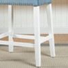 Roundhill Furniture Morovo Set of 2 Velvet Counter Height Stools with Tufted Saddle Seats, White-Wash Finish, Blue - 2 of 4