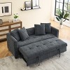 TiramisuBest 77.9-inch folding dual-purpose three-seater dark grey flannel sofa that can be pulled out and turned into a bed, Modular Sectio - 4 of 4