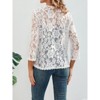 Women's Lace Cardigan Shrug Tops 3/4 Sleeve Open Front Summer Beach Cover Up - 4 of 4