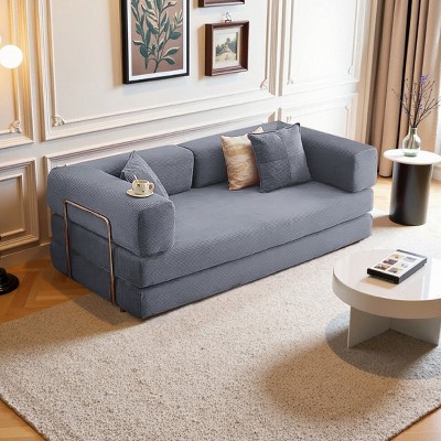 2-in-1 Memory Foam Sofa Bed - Modular Convertible Design, for Living Room, Bedroom and Apartment,No Assembly Required,Dark Grey