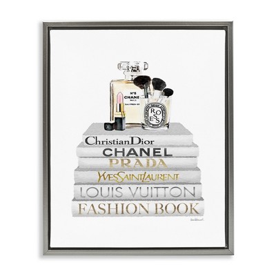Stupell Industries Bookstack with Makeup Accessories, 17" x 21"