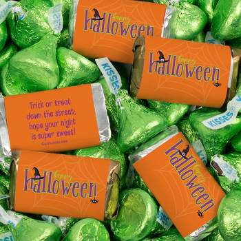 131 Pcs Halloween Candy Party Favors Hershey's Miniatures & Kisses by Just Candy (1.65 lbs) - Green Spirit