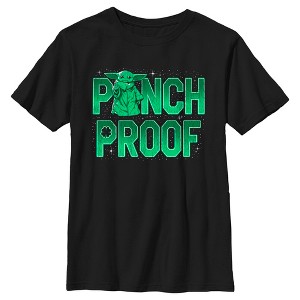 Boy's Star Wars: The Mandalorian Grogu St. Patrick's Day Galaxy Stars Pinch Proof T-Shirt - 1 of 4