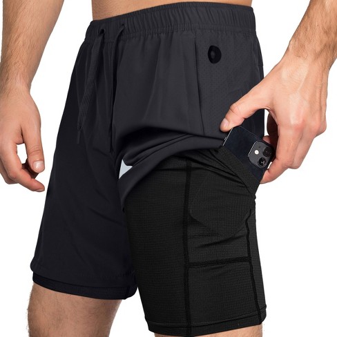 Zilpu Mens Quick Dry Athletic Performance Shorts With Zipper Pocket (7  Inch) - Black, Size : X Large : Target