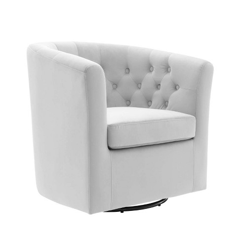 Prospect Tufted Performance Velvet Swivel Armchair Light Gray