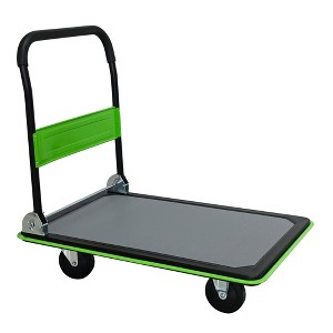 JANSNO Foldable Wheelbarrow with 360° Swivel Wheels, Heavy-Duty Flatbed Cart for Lawn, Garden, and Warehouse Use - 1 of 4