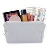 Glamlily 3 Pack Faux Leather Makeup Bag with Zipper, Travel Cosmetic Bags, 3 Neutral Colors - 3 of 4