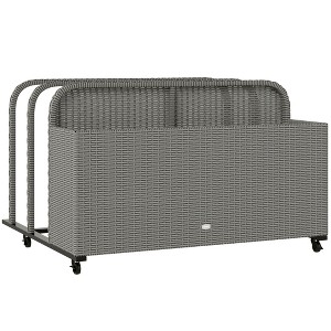 Aghana Digitals Brown PE Rattan 3-Section Outdoor Storage Cart with Wheels for Poolside, Garden & - 1 of 4