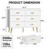 6 Drawer White Dresser with Gold Handles, Modern Wooden Chest of Drawers for Bedroom, Living Room, Entryway - 3 of 4
