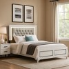 Royal Hampton Queen Size Bed, LED Trim, Button Tufted Headboard, White - 2 of 4