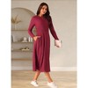 INSPIRE CHIC Women's Long Sleeve Round Neck Casual Stretchy A-Line Midi Dress - 2 of 4