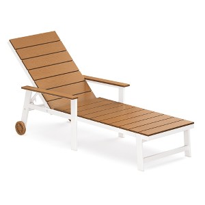 Arceso Aluminum Chaise Lounge Chair Outdoor, HDPS Patio Lounge Chair, 5 Positions Adjustable Backrest, Wheels for Pool Outside Poolside Deck - 1 of 4