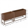 Wooakway 2-Piece Indoor Outdoor Metal Planter Pot Planter Box Patio Garden Bed Brown - 4 of 4